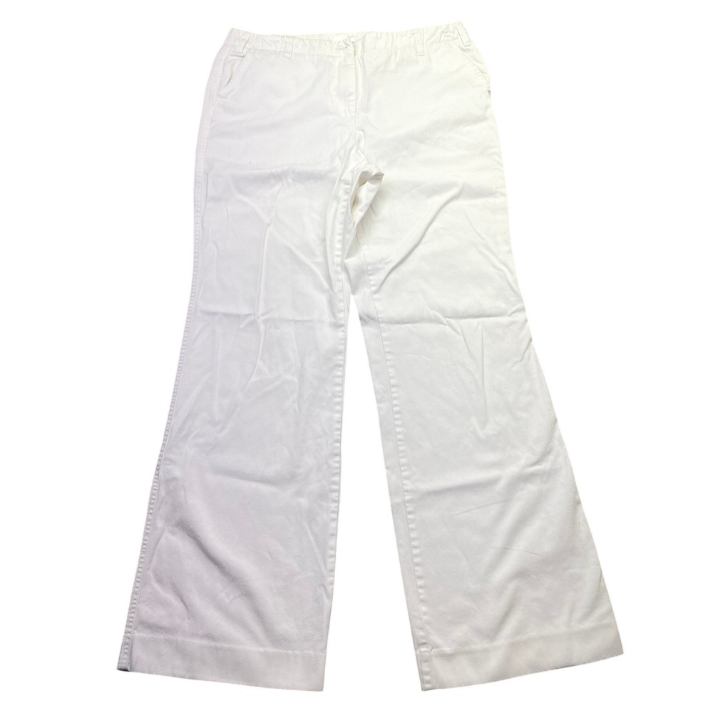 J.Crew Original Fit White Cotton Wide Leg Trousers Pants Womens 14T Tall